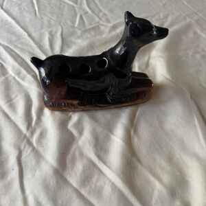 Vintage MSR Imports Brown Dog Figurine Pen/Pencil Holder bud vase 1985